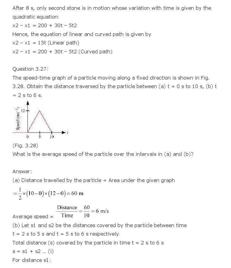 NCERT Solutions for Class 11th Physics Chapter 3 - Motion in a Straight Line